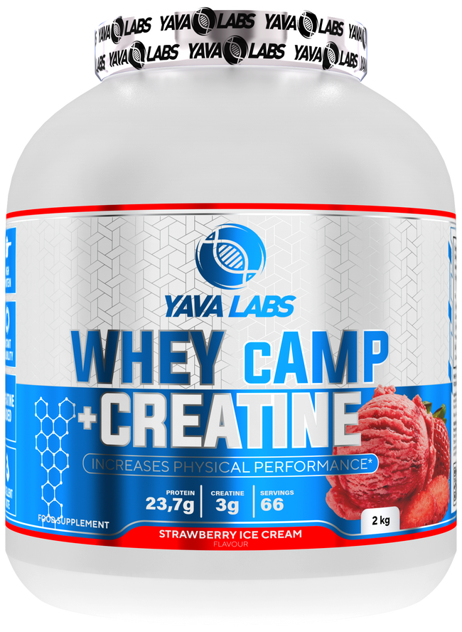 Yava Labs Whey Camp +Creatine.-66Serv.-2kg.-Strawberry Ice Cream