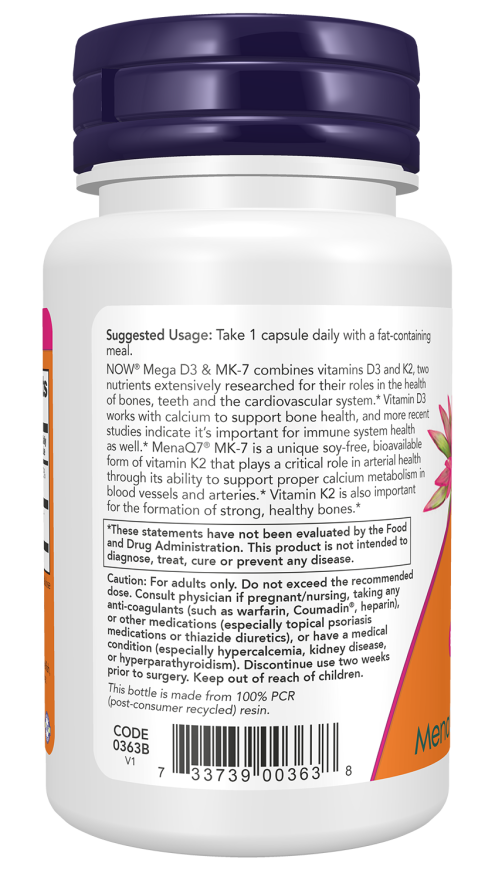 Now  Mega D-3 & MK-7 60 Capsules