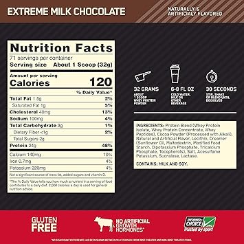Optimum Nutrition Gold Standard 100% Whey 2.27 KG 70 SERV. Extreme Milk Chocolate