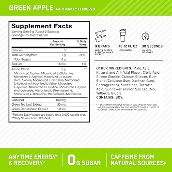 Optimum Nutrition Nutritiamino energy-30Serv.-270G-Blue Raspberry