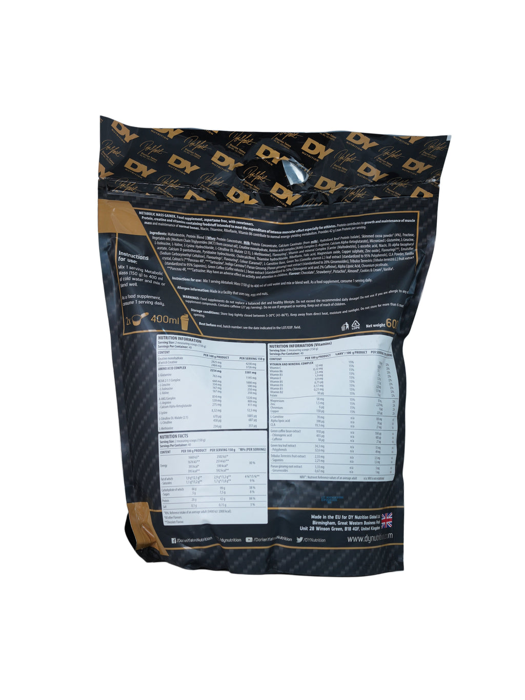 Dorian Yates Metabolic Mass Gainer-40Serv.-6Kg.-Strawberry