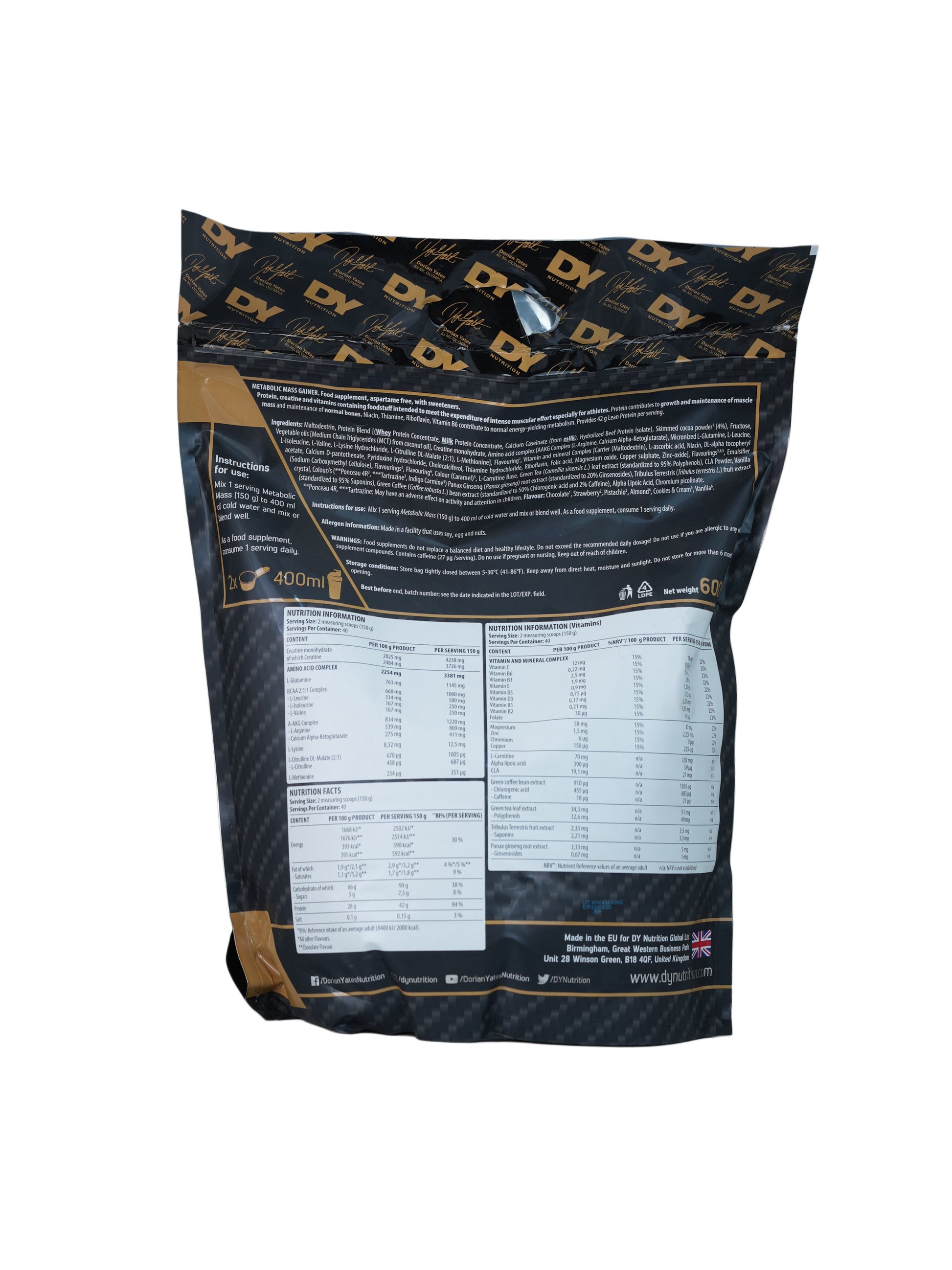 Dorian Yates Metabolic Mass Gainer-40Serv.-6Kg.-Strawberry