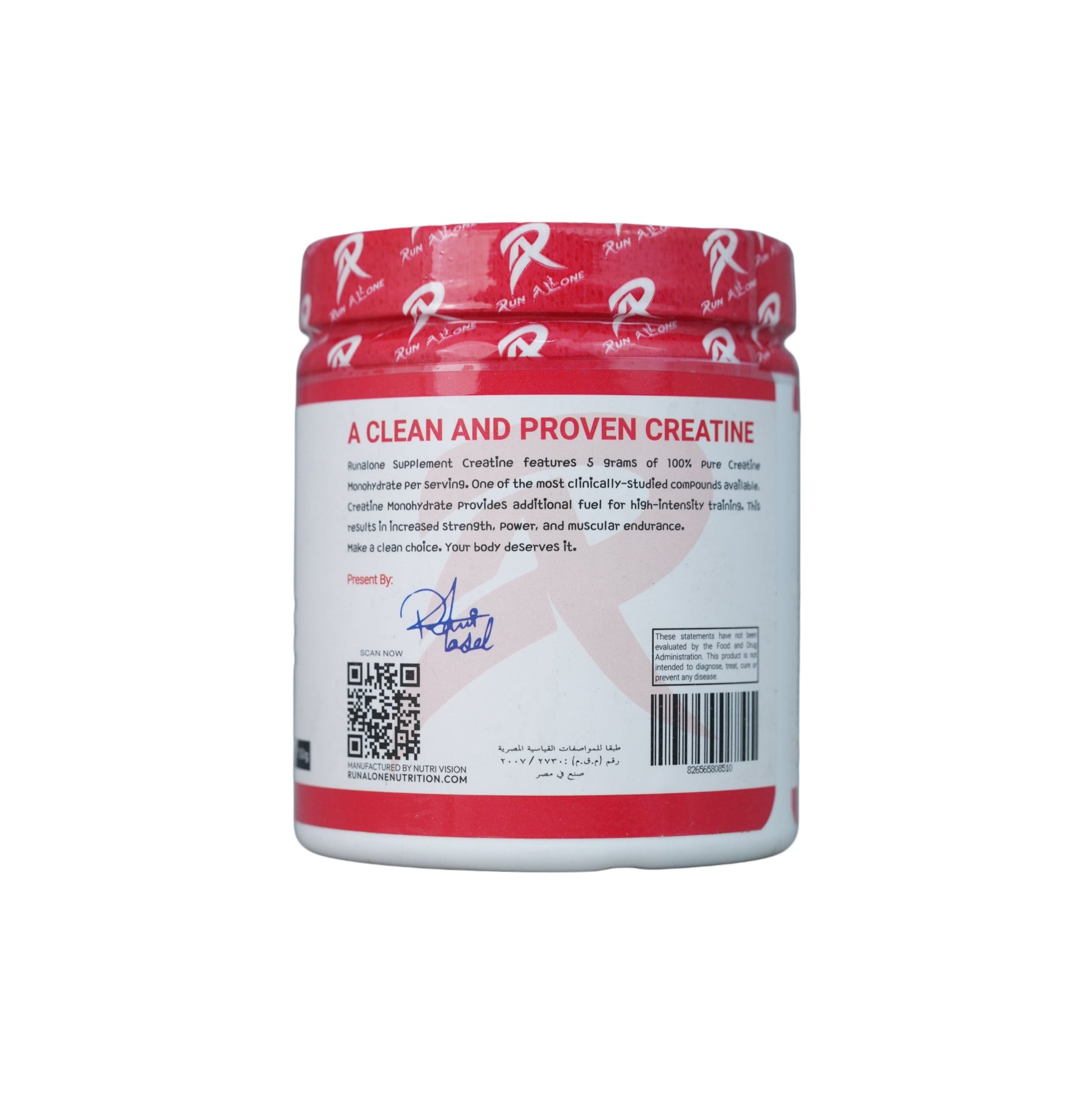 Run Alone Nutrition Pure Creatine.-30Serv.-150Gm.-Unflavored