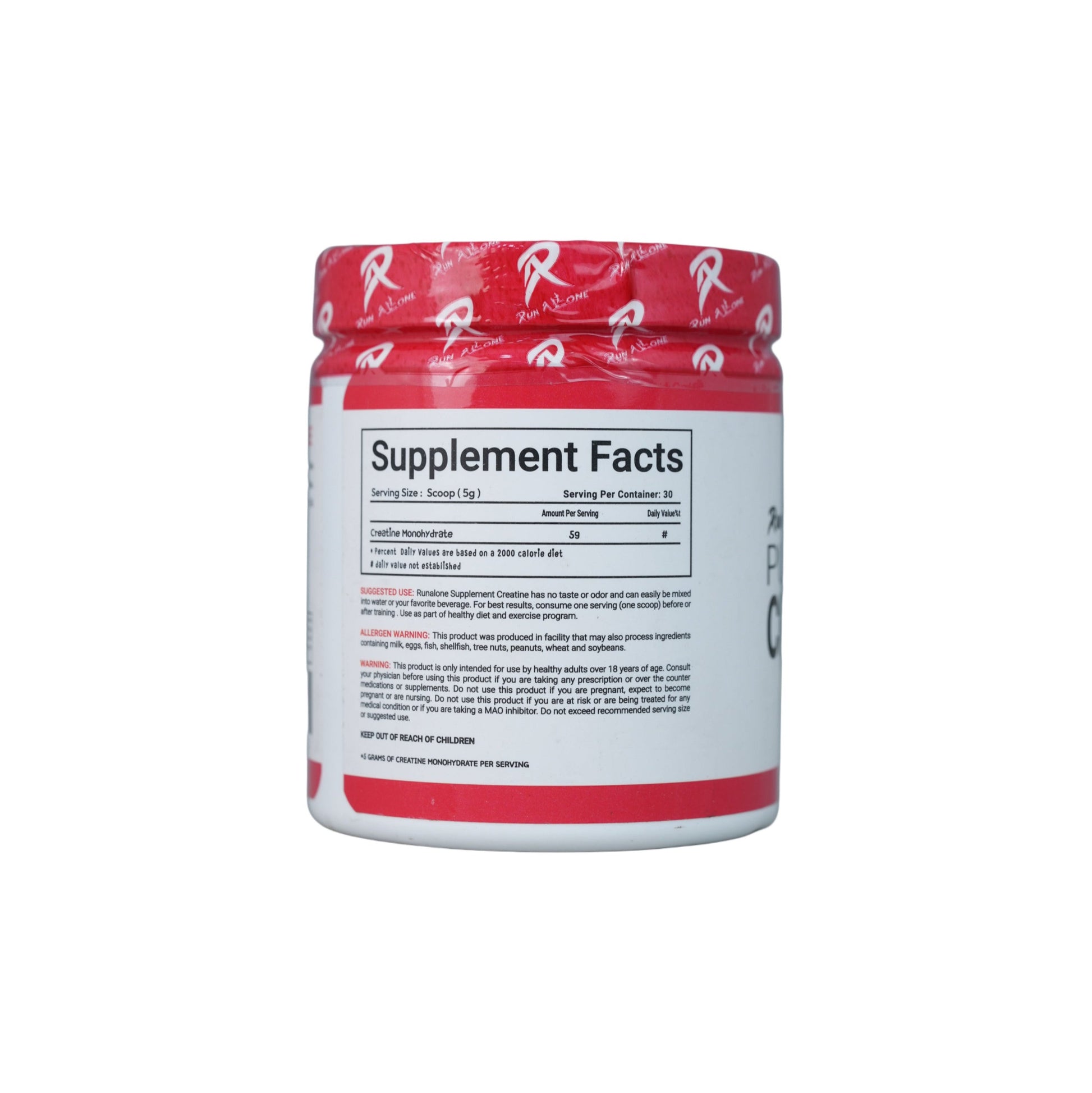 Run Alone Nutrition Pure Creatine.-30Serv.-150Gm.-Unflavored