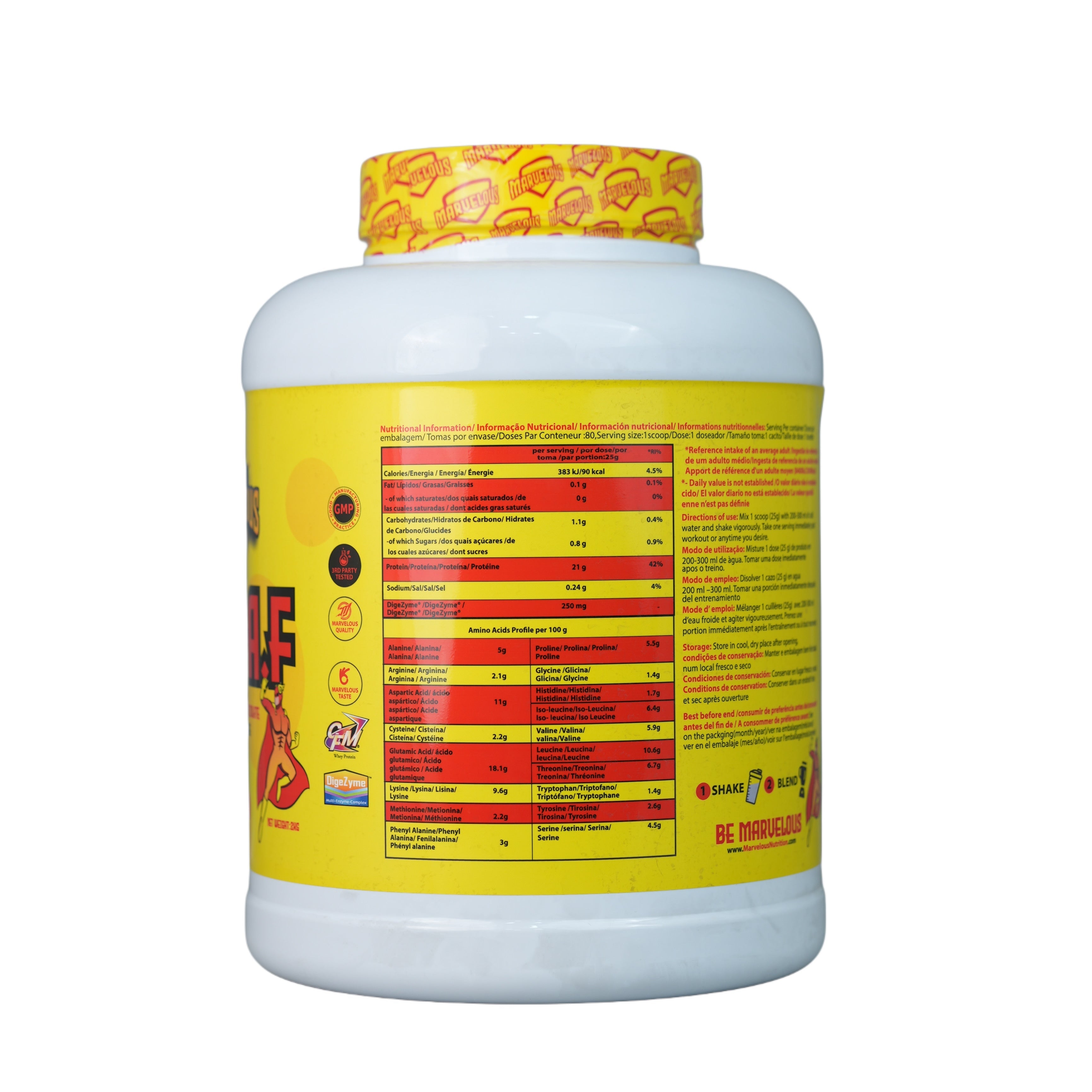 Marvelous Nutrition Lean A.F 100% fm Whey Protein Isolate-80Serv.-2Kg-White Chocolate Raspderry