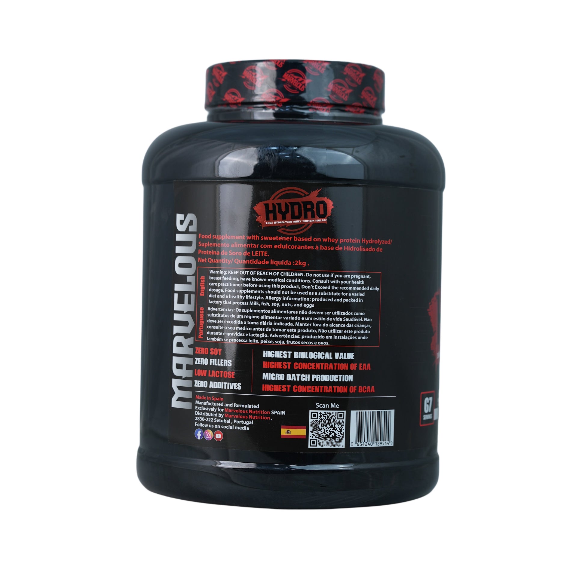 Marvelous Nutrition Hydro 100% Hydrolyzed Whey Protein Isolate-67Serv.-2KG