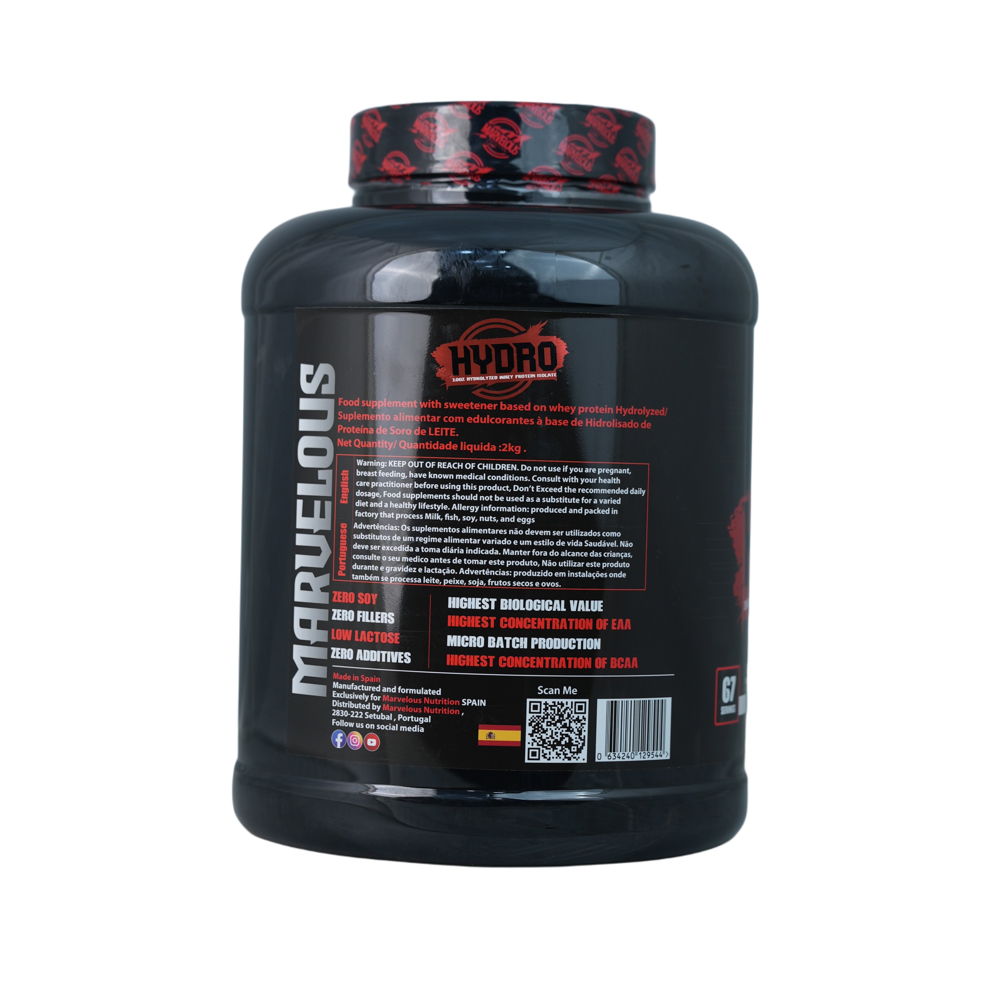 Marvelous Nutrition Hydro 100% Hydrolyzed Whey Protein Isolate-67Serv.-2KG