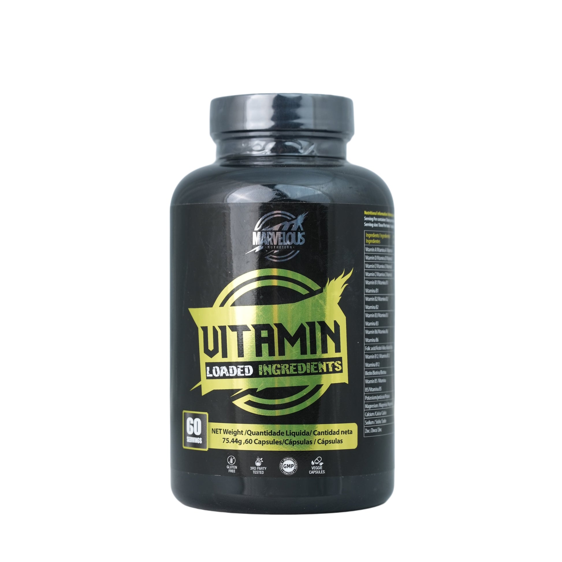 Marvelous Nutrition Vitamin Loaded Ingredients-60Serv.-60Capsules