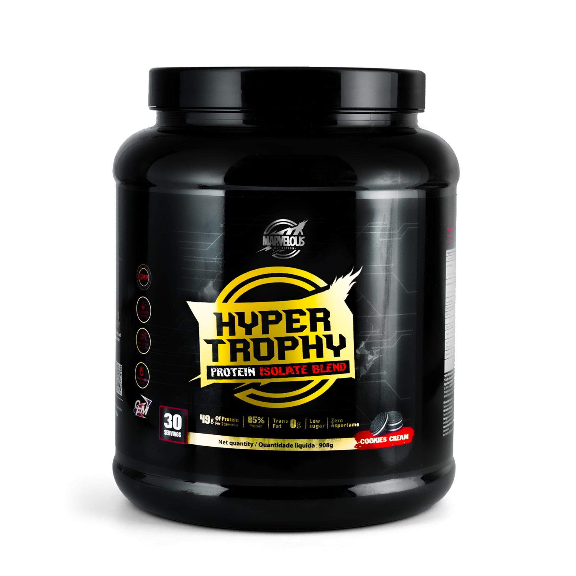 Marvelous Nutrition Hyper Trophy Protein Isolate Blend-30Serv.-908G.-Cookies&Cream