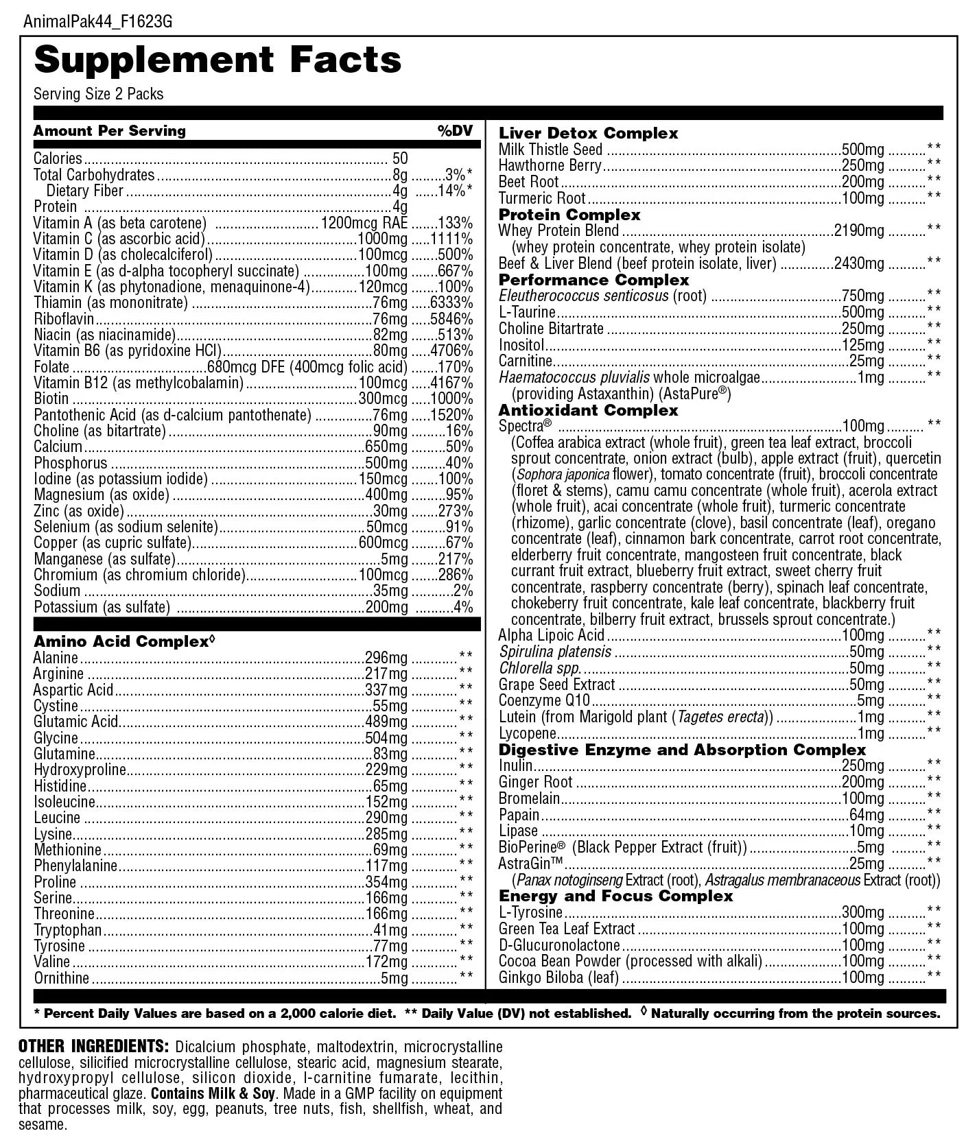 Universal Animal Pak-22Serv.-44Pack