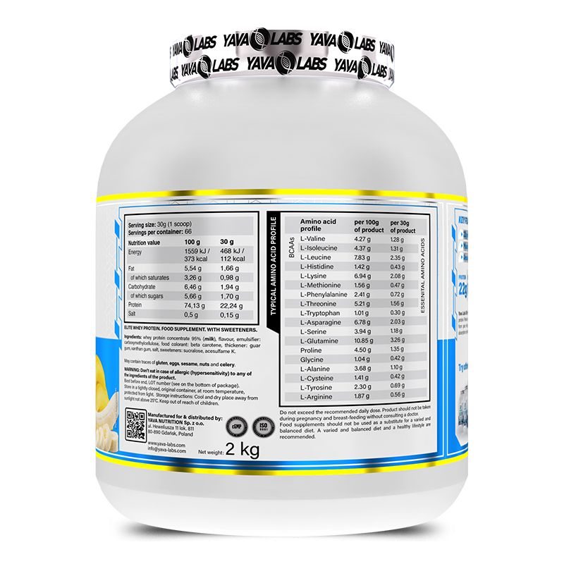 Yava Labs Elite Whey Protein.-66Serv.-2kg.-Vanilla Ice Cream